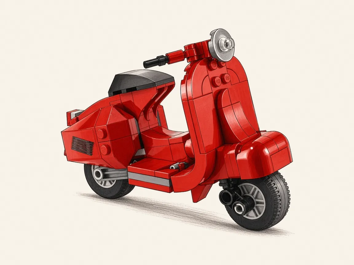 Gezeichnete Illustration von LEGO 40517 Vespa, rot