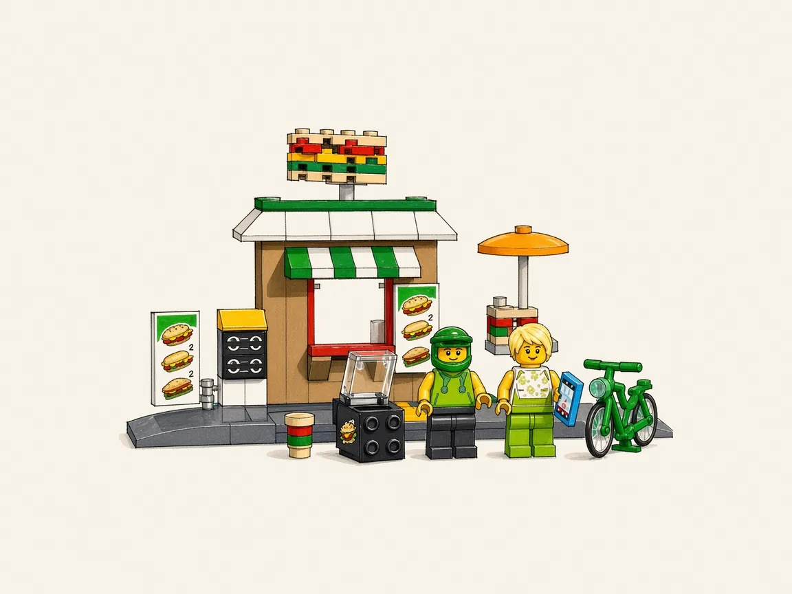 Gezeichnete Illustration von LEGO 40578 Sandwichladen